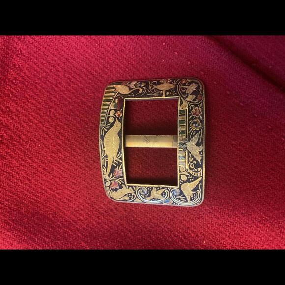 Accessories - Vintage Decorative Belt Buckle with Floral Design